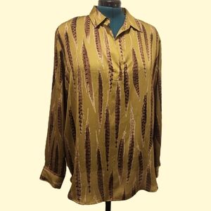 Michael Kors Green & Brown Pheasant Feather Satin Tunic